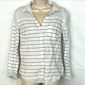 Merona Black & White Striped Button Down Blouse
